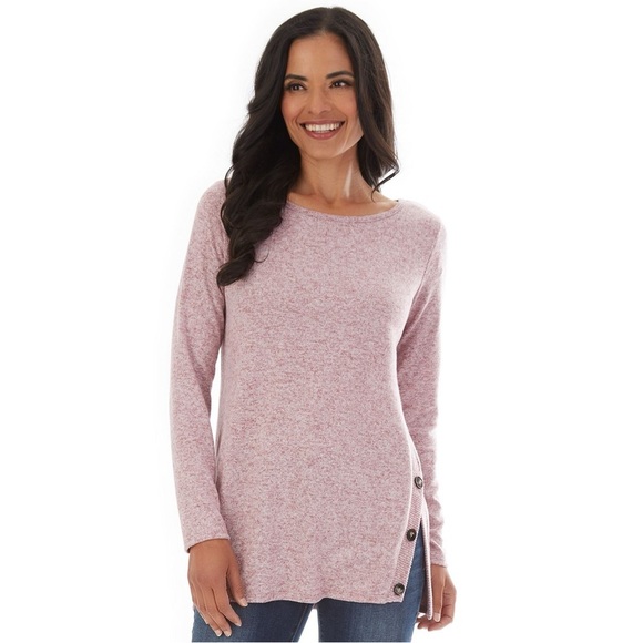 🔴Apt 9. Fuzzy Side-Button Tunic Sweater - Picture 1 of 10